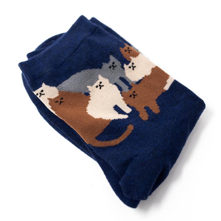 general neko socks dark blue folded