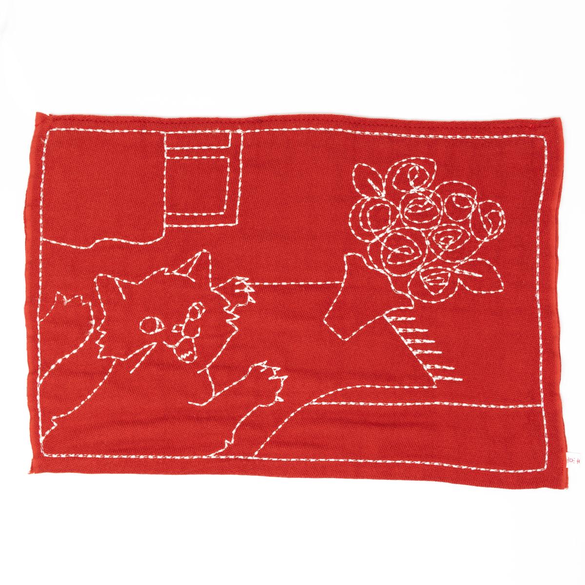 kyototo red cat dishcloth