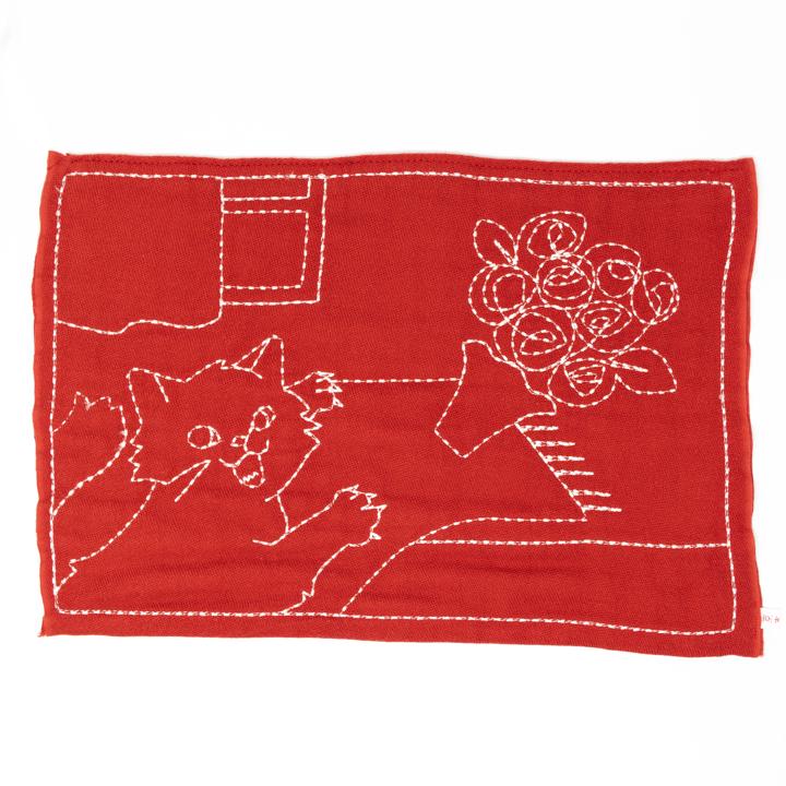 kyototo red cat dishcloth