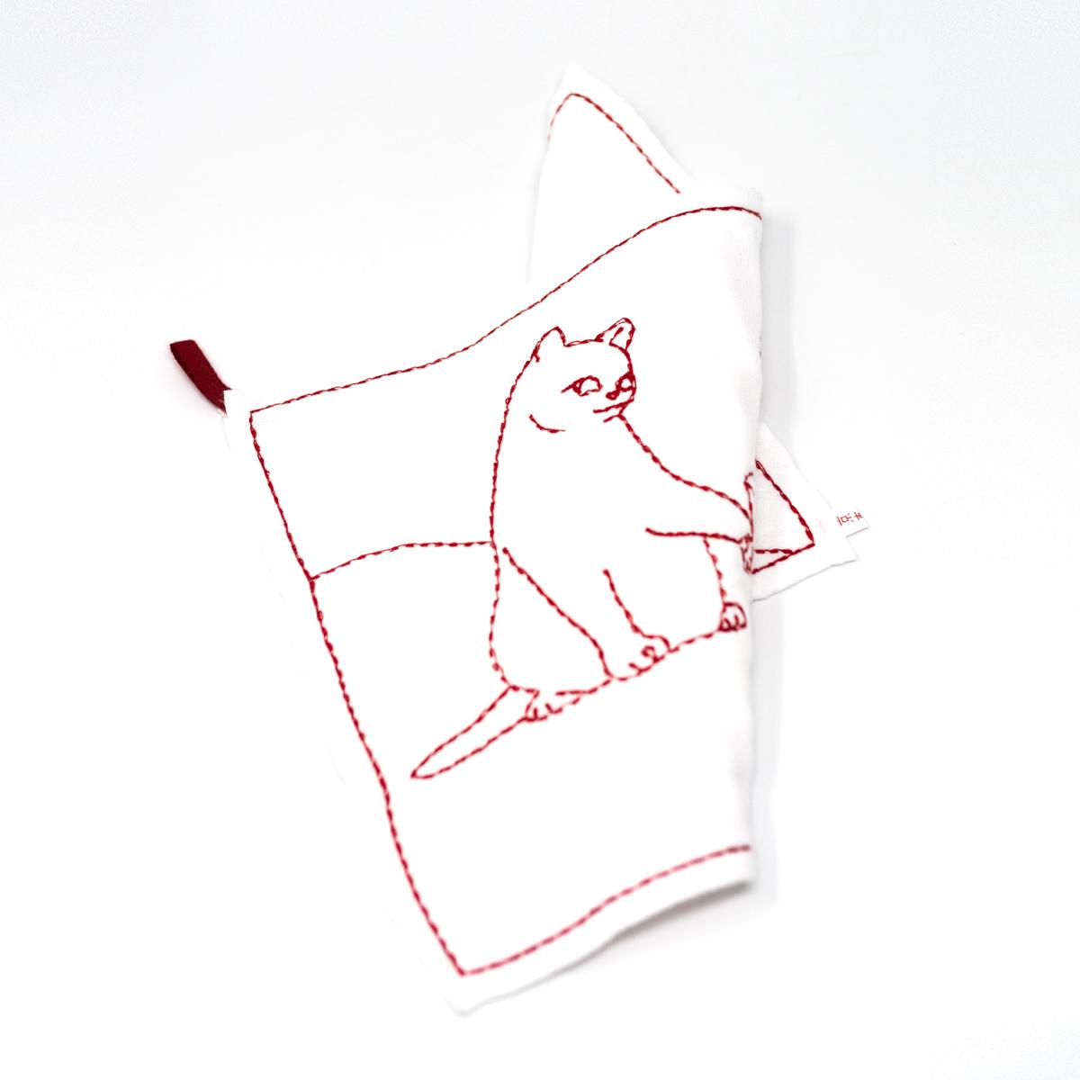 kyototo cat dishcloth folded