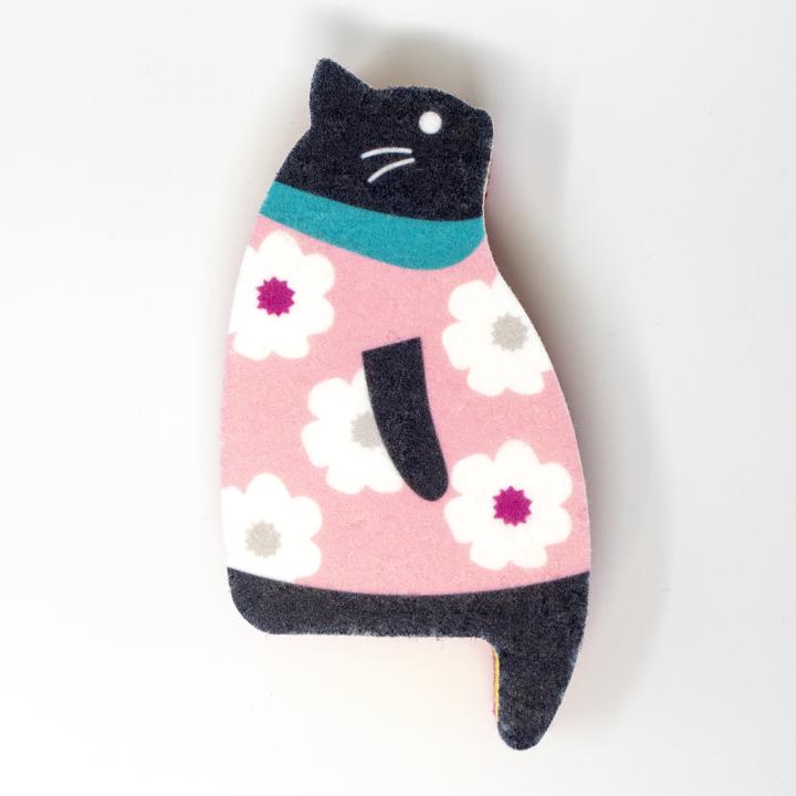 Sakura the Cat Kitchen Sponge Pink
