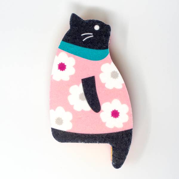 Image of Sakura the Cat Kitchen Sponge Pink