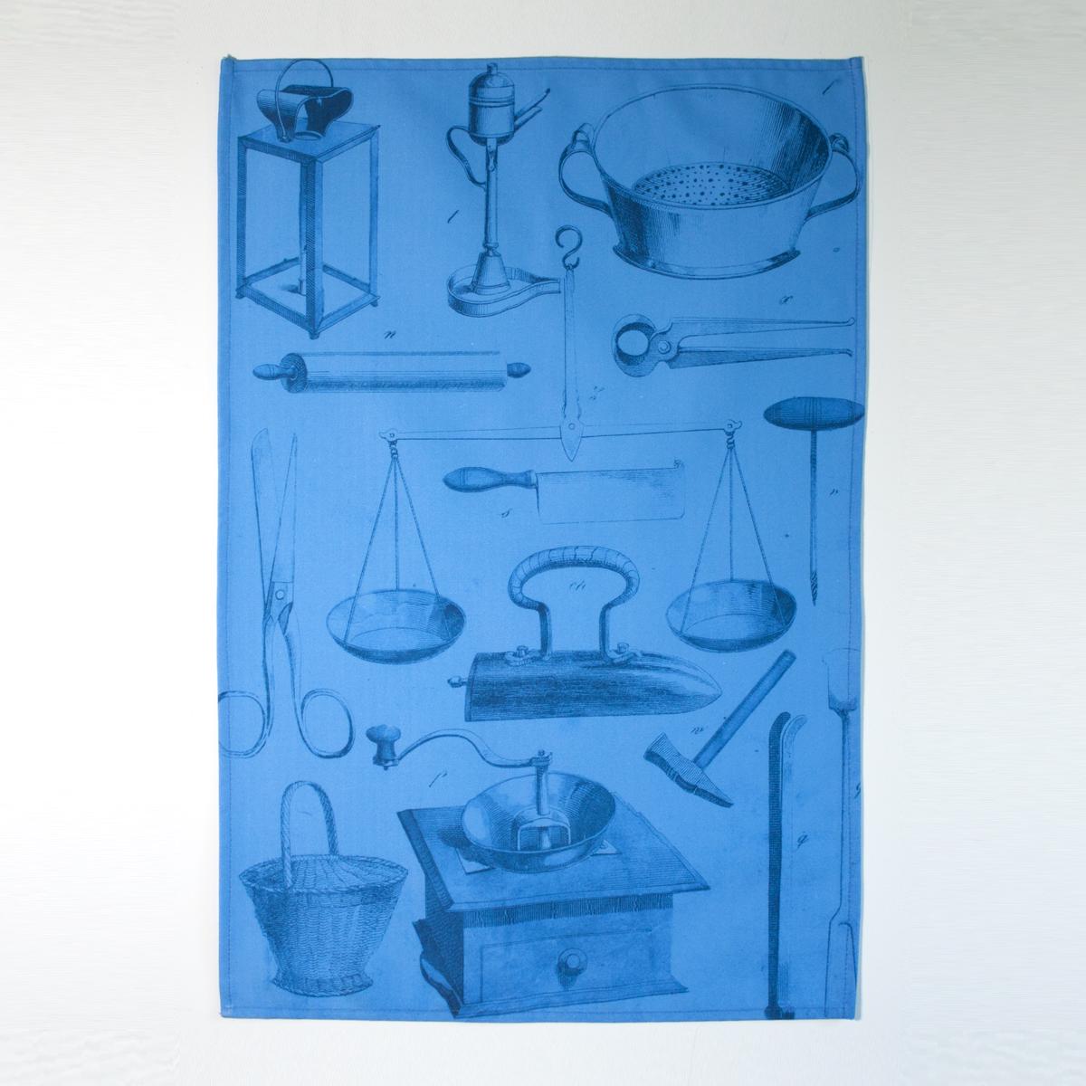 blue tea towel