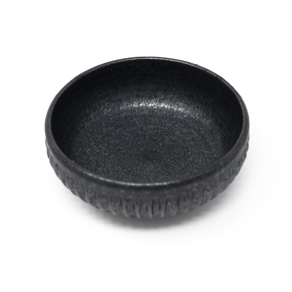 mashiko small low black side bowl top angle