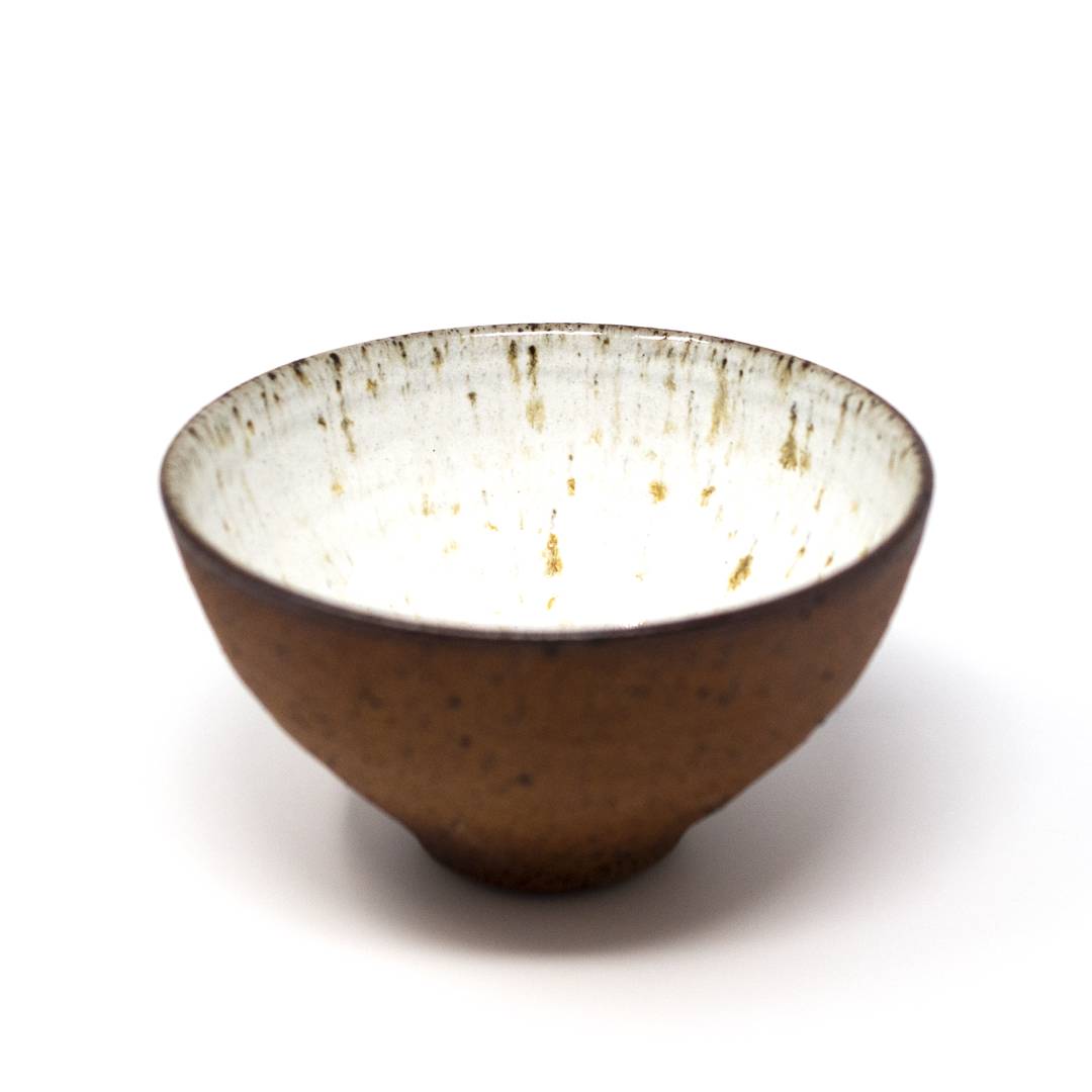 lisa armour brown small ceramic bowl top angle