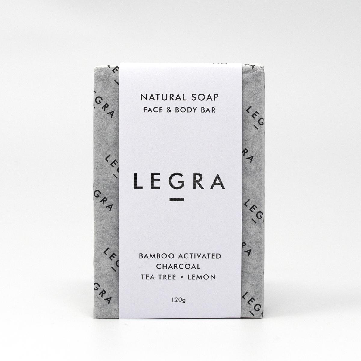 legra soap charcoal tea tree lemon