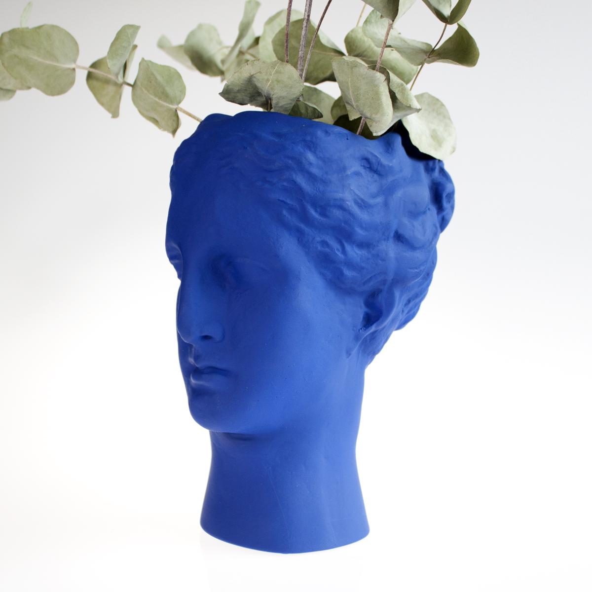 blue head vase