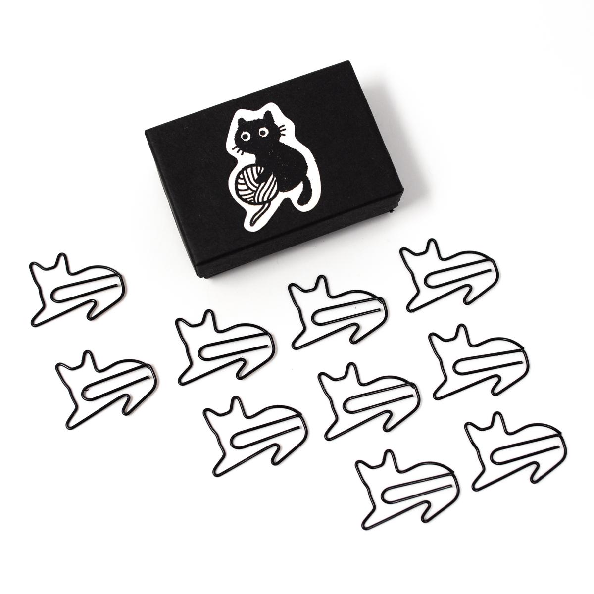 general black box cat paperclips open