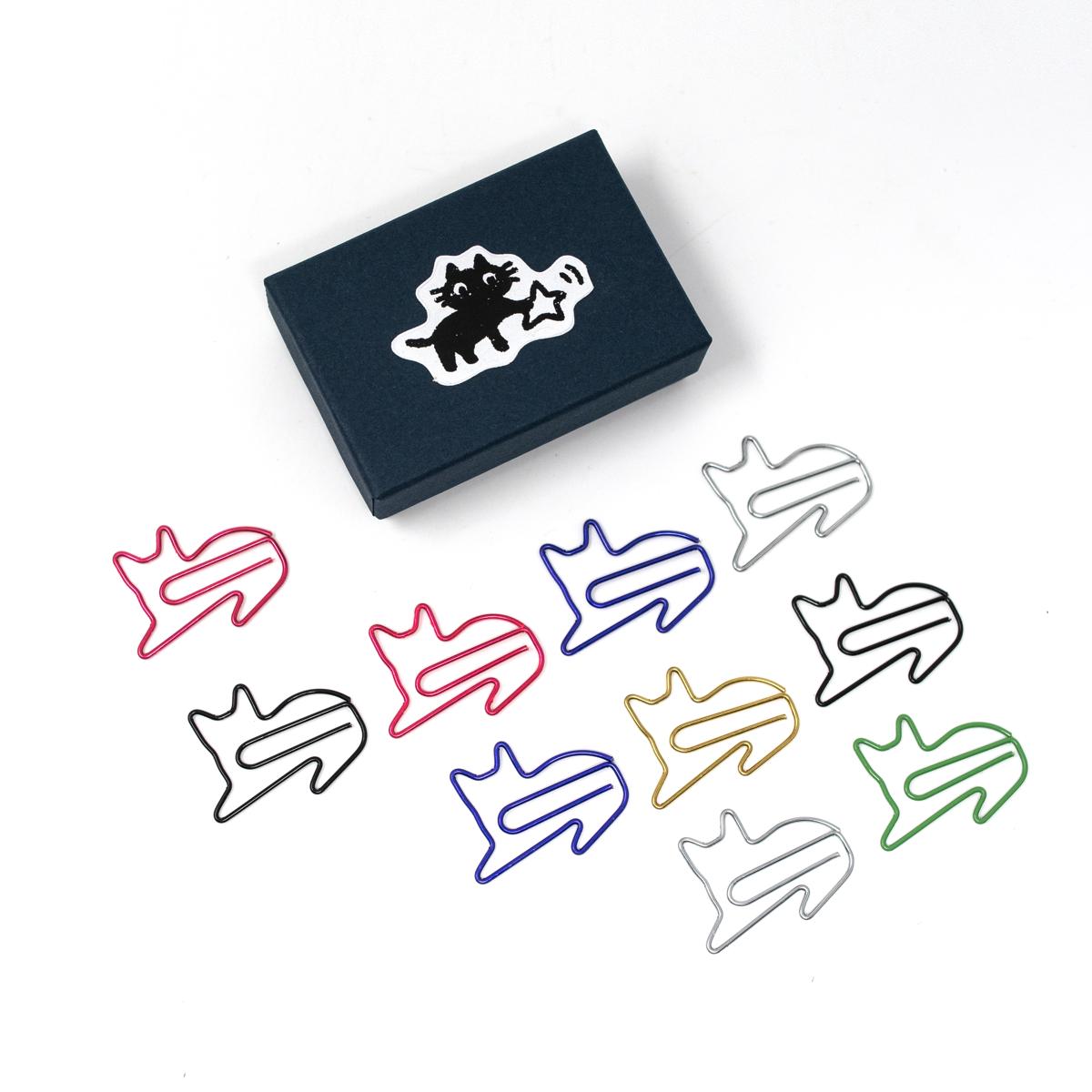colourful cat paperclips open