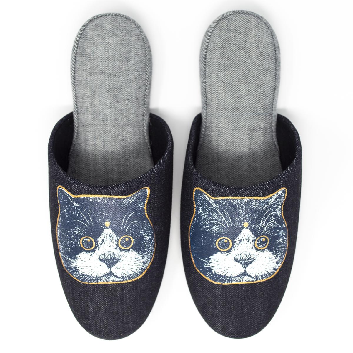 heiwa cat slippers large blue