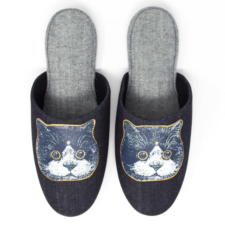 Fuji-Tama Chan Cat Slippers: Blue