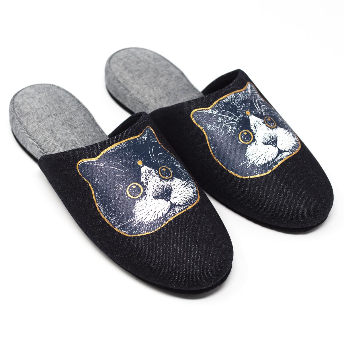 heiwa cat slippers large blue angle