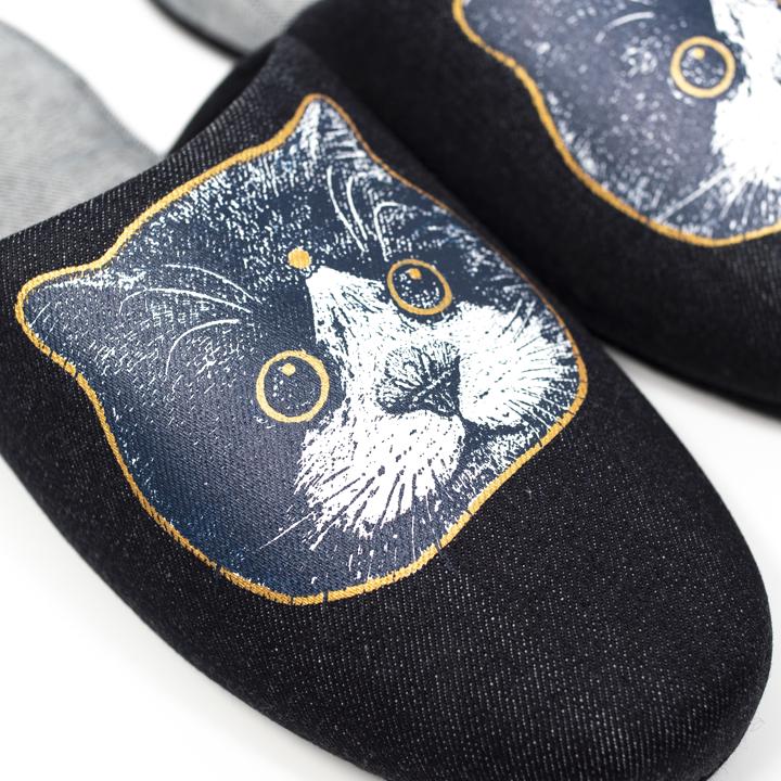 heiwa cat slippers large blue toe