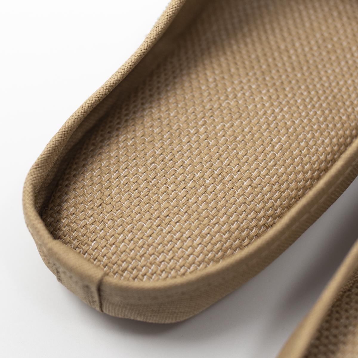 brown slippers heal closeup