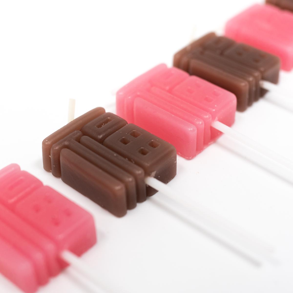korean pink brown candles angle low