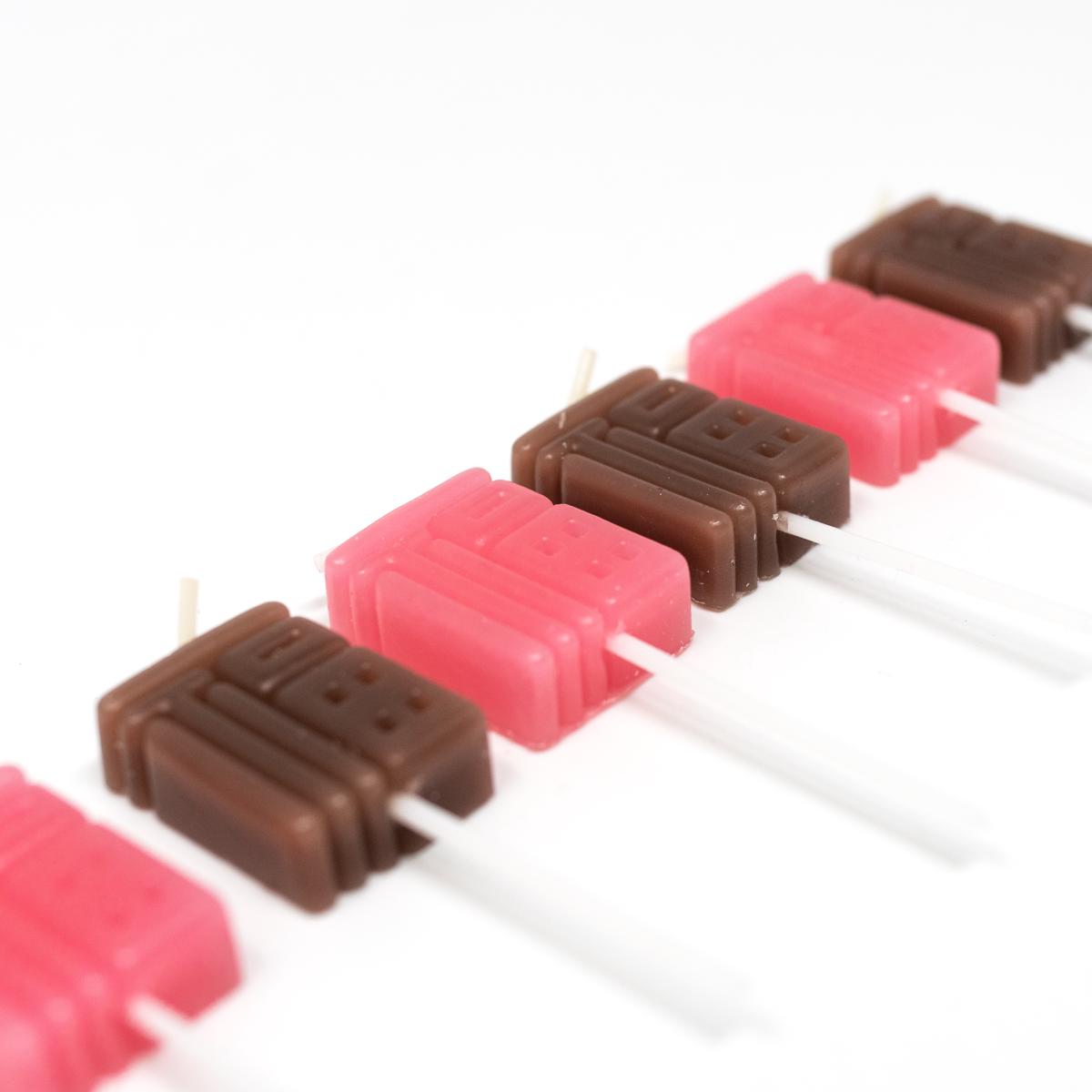 korean pink brown candles angle