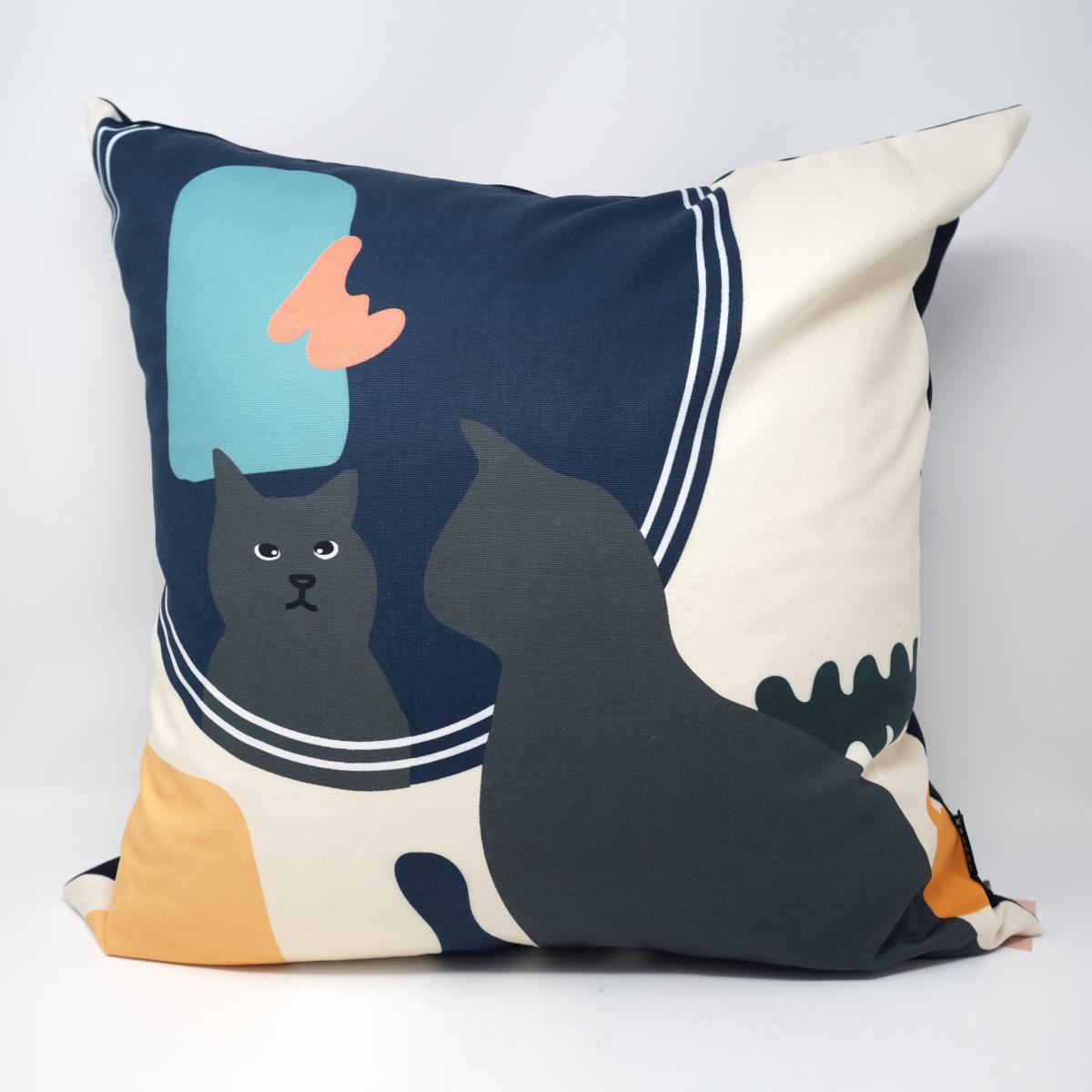 cat pillow front cream
