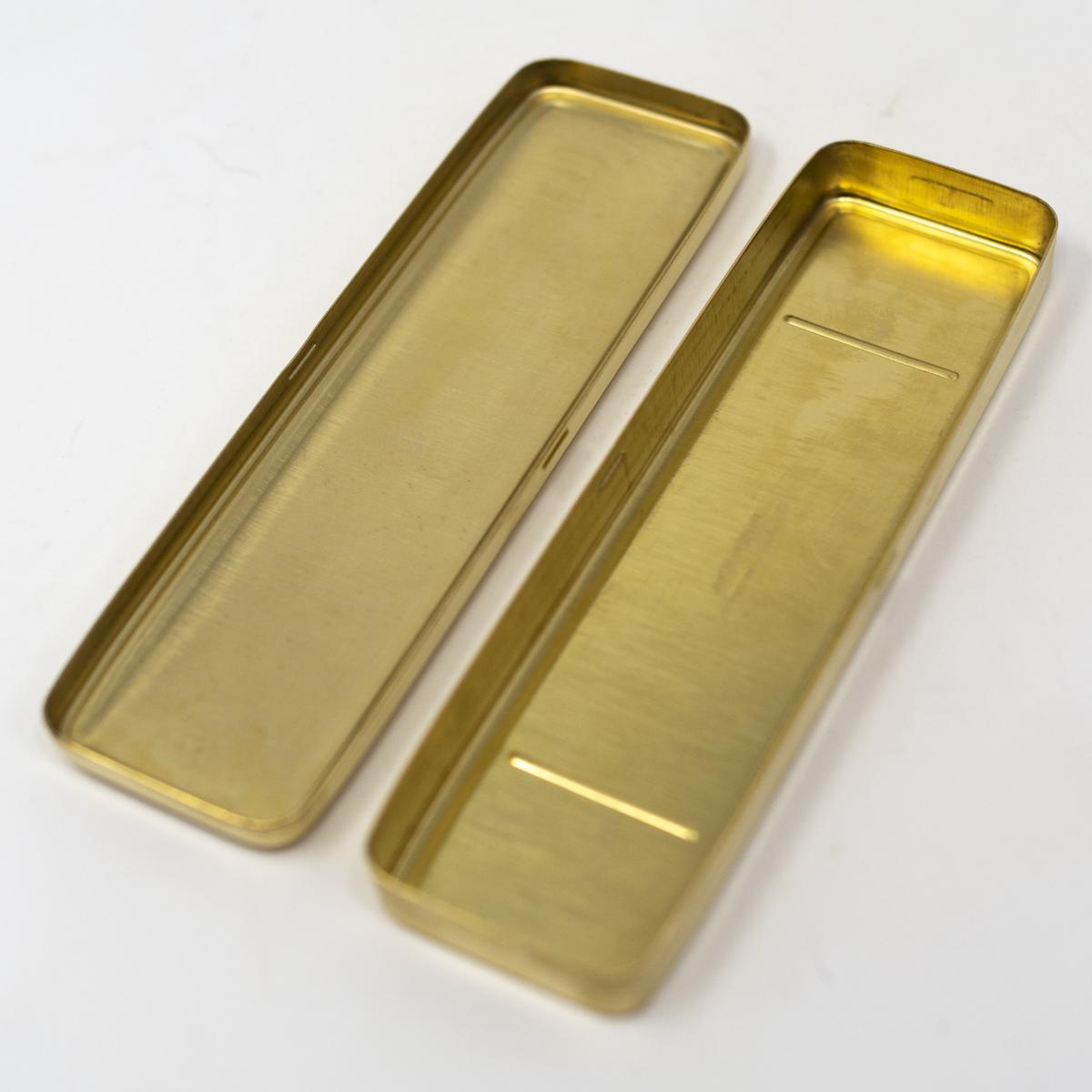 notable brass pencil case top open