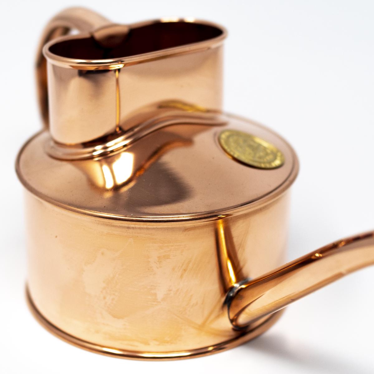 haws copper watering can closeup