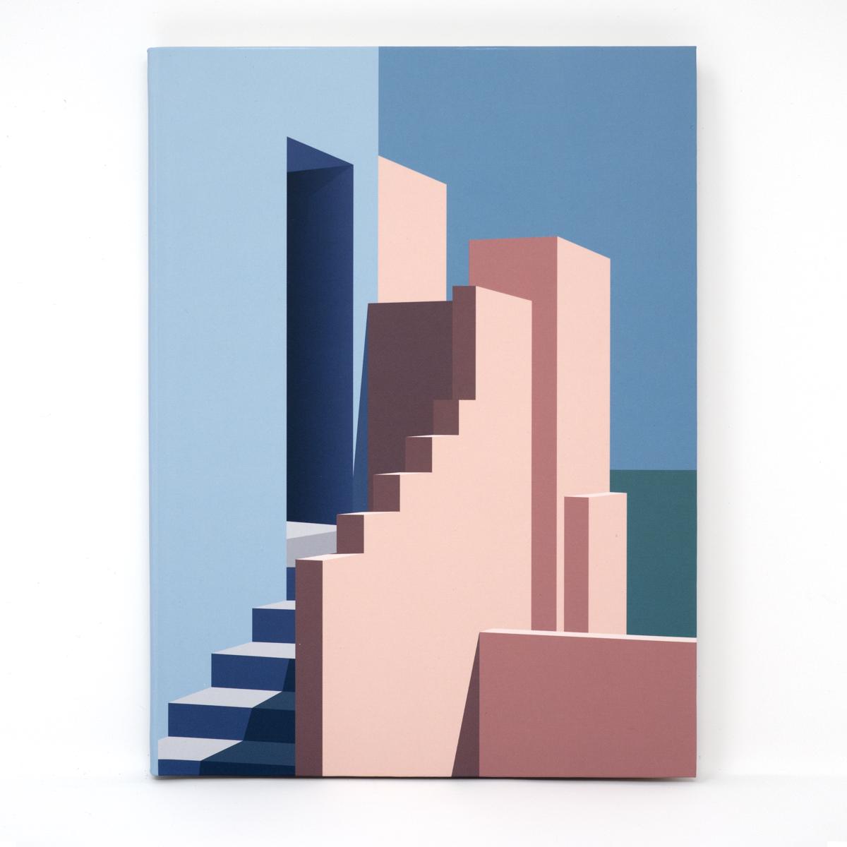 Notable pink blue building front