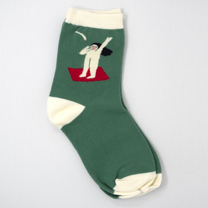 green woman socks front